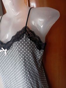 Cute Polka Dot Sleep Cami with Lace Trim