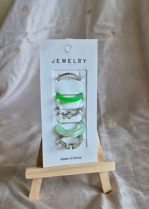 Set of 5 Trendy Gemstone Rings