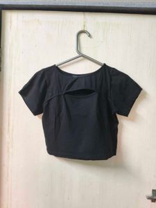 Chic Black Cut-Out Crop Top