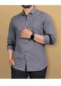 Men's Solid Grey Formal Shirt