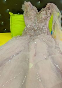 Designer gown with heavy embellishments