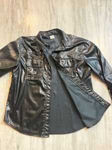 Black Leather Shirt-Style jacket