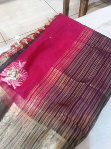 Vibrant Pink Embroidered Saree