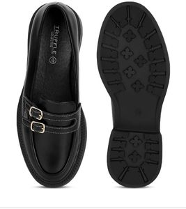 Truffle collectionLeather Double Buckle Loafers