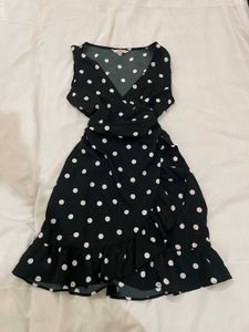 Black Polka Dot Wrap Dress
