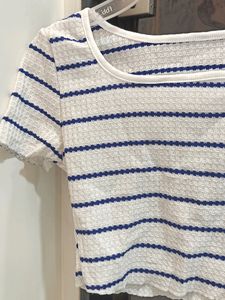 Striped White Crop Top