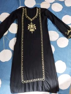 Elegant Black Kurta Set with Gold Embroidery