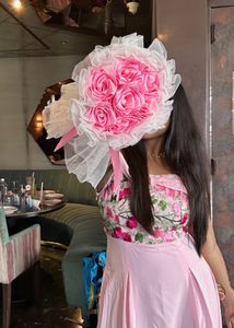 Elegant Pink Off-Shoulder Floral Dress