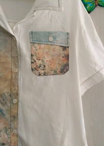 Artistic Print Button-Up Shirt