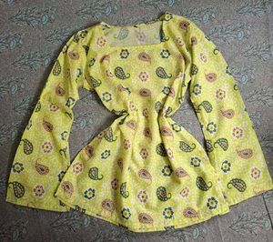 Yellow Paisley BELL SLEEVES Kurta