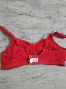 Red Cotton Bra