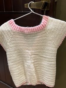 Hand Knitted Crochet Cardigan with Embroidery