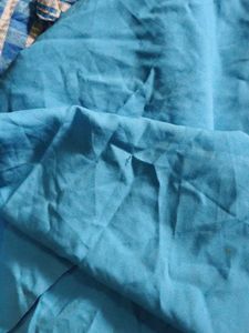 4 mtr Blue Striped Fabric with Leaf Design
