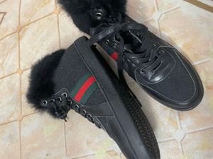 Gucci Fur Trim High-Top Sneakers