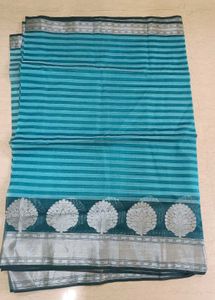 Stunning Saree With Silver Border Without Blouse