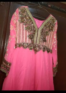 SPink Embellished long dress with dupata f
