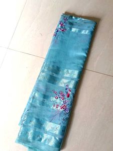 Beautiful Blue Floral Print Saree