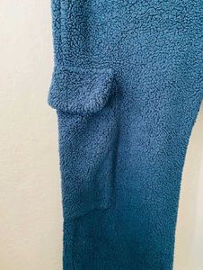 Cozy Blue Fleece Cargo Pants