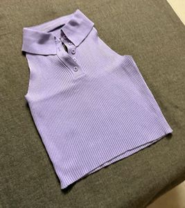 Lavender ribbed backless sleeveless crop top!
