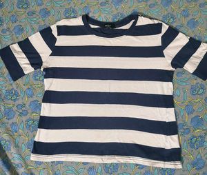 MAX Navy and White Striped T-Shirt