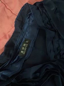 Elegant Navy Blue Ruffle Shirt