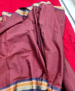 Elegant Maroon Saree With Ethnic Border design ✨✨