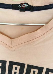 Men's Pink V-Neck Long Sleeve Graphic T-Shirt