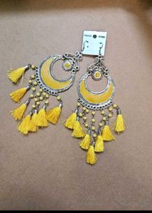 New Unused Yellow Tassel Earrings