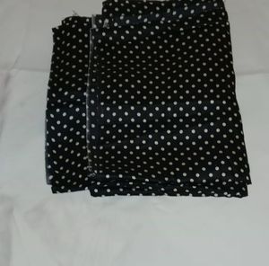 Black polka dot satin silk fabric