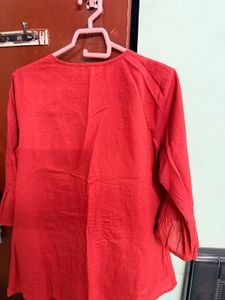 Red Ethnic Kurta with Tassels