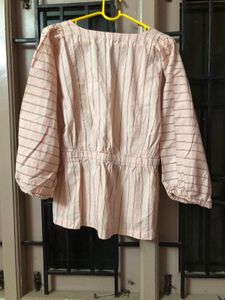 Free Assembly Striped Button-Up Top