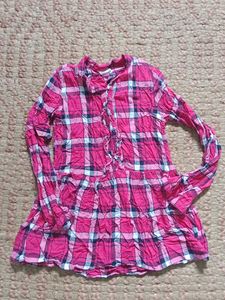 Cute Pink Plaid Tunic Top