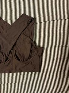 Brown Cross-Back Crop Top