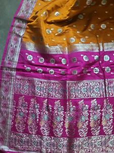 Elegant Yellow &amp; Pink Banarasi Saree