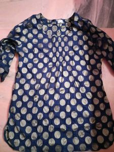 Elegant Navy Blue Polka Dot Kurta