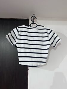 Striped Cropped Short Sleeve Top
