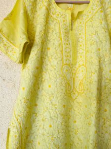 Beautiful Yellow Chikankari Kurta
