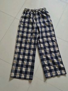 Plaid Wide Leg Trouser