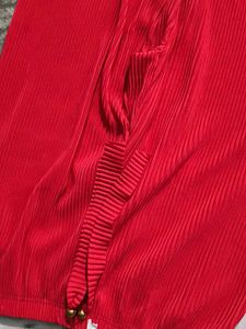 Red Pleated Wide Leg Pants
