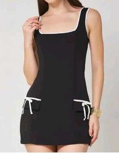 Chic Black Mini Dress with bows