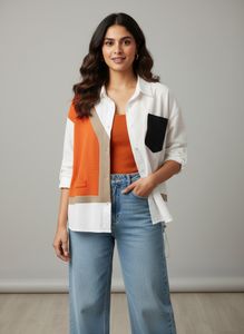 Colorblock Button-Down Loosefit Shirt