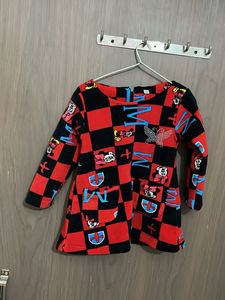 Branded exportCute Girls' Red &amp; Black Dress