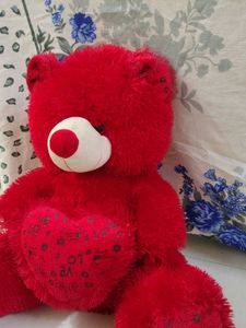 Cute Red Teddy Bear with Heart