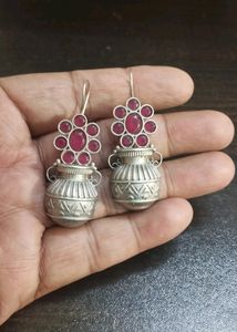 Very Very Beautiful Brass Earrings With Semi-precious Stone Work 👌 😍