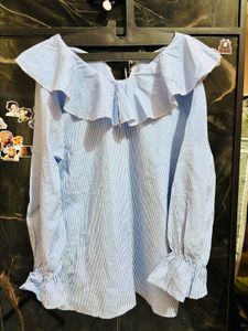 Chic Striped Ruffle Off-Shoulder Top