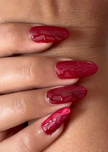 Red Cat Eye Gel Nails