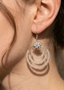 Elegant Hoop Earrings with White Beads