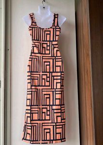 Geometric Print Bodycon Midi Dress(large)