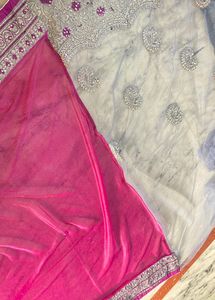Designer saree in grey and magenta