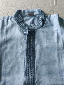 Light Blue Embroidered Men's Kurta